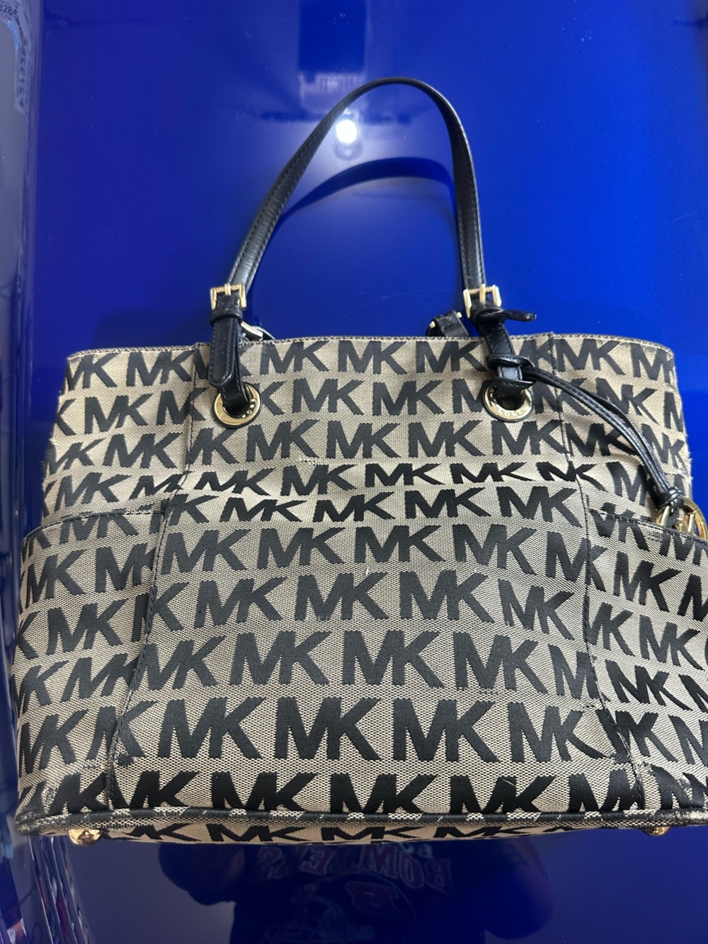 Michael Kors Black & Beige MK Logo Tote